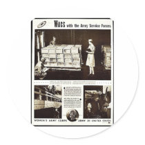 Wacs With The Army Service Forces Round Stickers