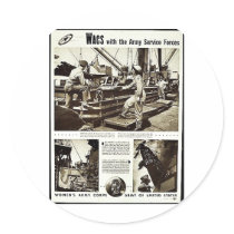 Wacs With The Army Service Forces Round Sticker
