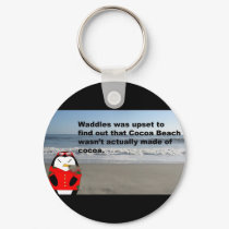 Waddles at Cocoa Beach Key Ring keychains by ValeriesGallery Waddles at Cocoa Beach Key Ring keychains