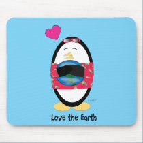 Waddles Loves the Earth Mousepad mousepads