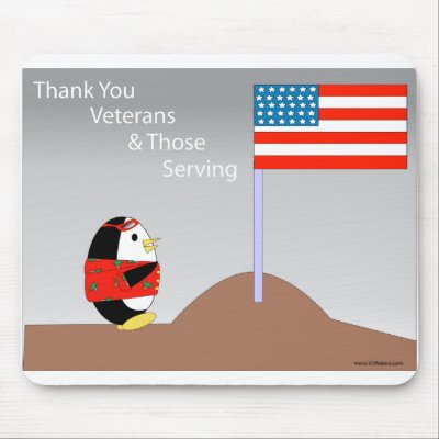 Waddles salutes veterans mouse pad by ValeriesGallery