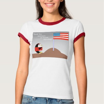 Waddles Salutes Veterans Ringer T-shirt by ValeriesGallery