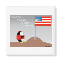 Waddles the Penguin Salutes the Military Magnet