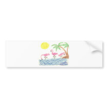 Wading Flamingos bumper stickers