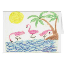 Wading Flamingos Greeting Card