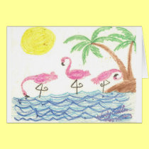 Wading Flamingos cards