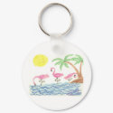 Wading Flamingos keychain