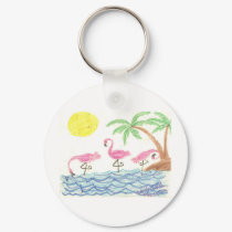 Wading Flamingos keychains