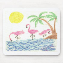 Wading Flamingos mousepads by eelkat Wading Flamingos mousepads