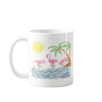 Wading Flamingos mugs