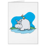 wading hippo and silly bird card