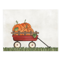 Wagon full of Pumpkins Postcards