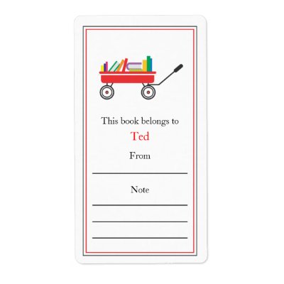 Wagon of Books Bookplate Custom Shipping Labels