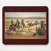 Wagon Train vintage painting mousepads by scenesfromthepast Wagon Train vintage painting mousepads