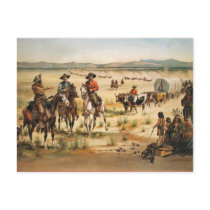 Wagon Train vintage painting postcards by scenesfromthepast Wagon Train vintage painting postcards