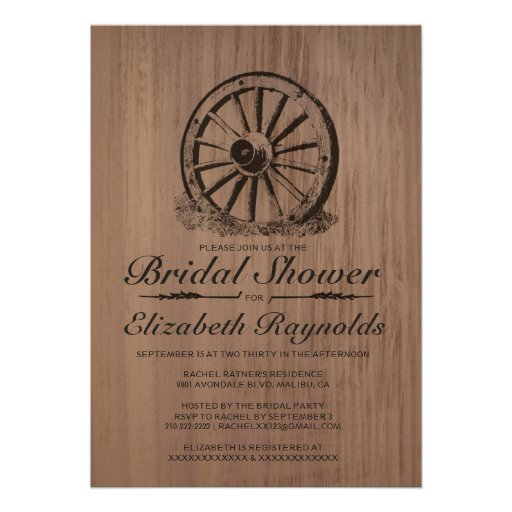 Wagon Wheel Bridal Shower Invitations