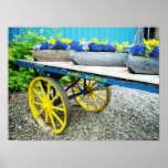 Wagon with yellow and blue flowers, Alaska Posters