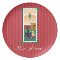 WagsToWishes®_Pets under mistletoe_Merry Kissmas! plates