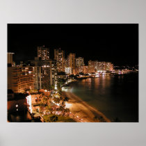 Waikiki Beach at Night Posters
