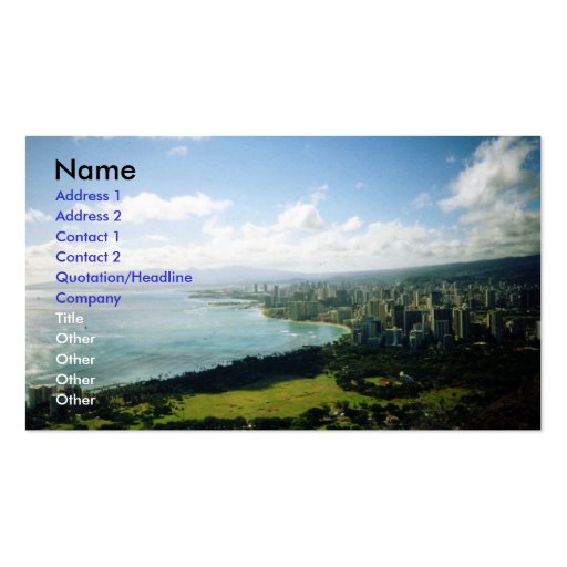 Waikiki view business card templates (front side)