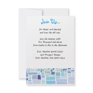 Wailing Wall Israel Bar Bat Mitzvah Party card invitation