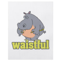 waistful diet hippo pun cartoon measuring waist flyer design