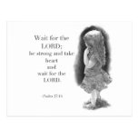 WAIT FOR THE LORD: Bible Verse: Pencil Drawing Postcard