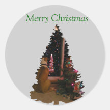 Waiting for Santa By The Tree Stickers