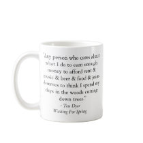 Waiting For Spring 'lumberjack' quote mug by backwordbooks Waiting For Spring 'lumberjack' quote mug