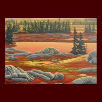 Waiting For Winter 2 Polar Bear Painting Print