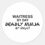 Waitress Deadly Ninja by Night Round Stickers