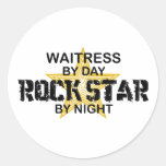 Waitress Rock Star by Night Round Sticker