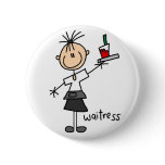 Waitress Stick Figure Button