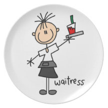 Waitress Stick Figure Party Plates