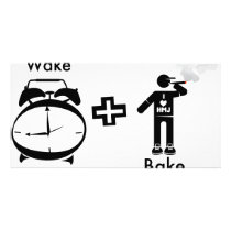 Wake and bake (Black) photo cards by houroc Wake and bake (Black) photo cards