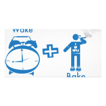 Wake and bake (blue) photo cards by houroc Wake and bake (blue) photo cards