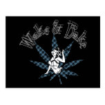 Wake And Bake Retro Lady Blue Plaid Postcards