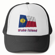 Wake Island Waving Flag with Name hats
