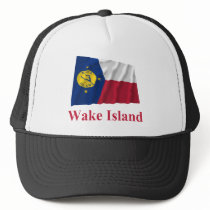 Wake Island Waving Flag with Name hats