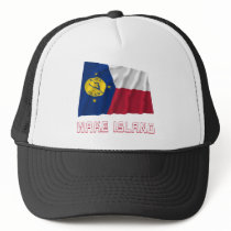 Wake Island Waving Flag with Name hats