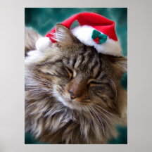 Wake Me Up Santa Cat Fine Art Print