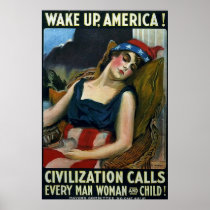 Wake Up America! ~ Vintage WW1 Print