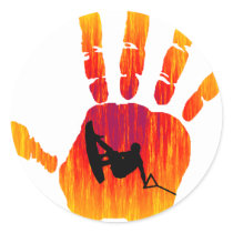 Wakeboard Palm Stake Round Stickers