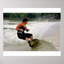 Wakeboarder slashing the wake! posters