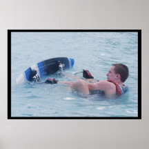 Wakeboarder Strapping In Poster