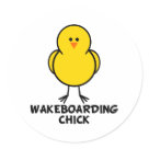 round_sticker - Wakeboarding Chick Design