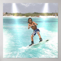 Wakeboarding Youngster Poster Print