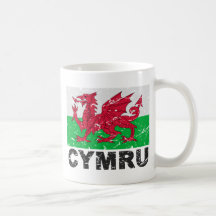 Wales CYMRU Vintage Flag Coffee Mugs