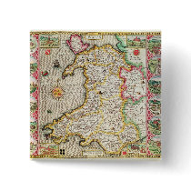 Wales, engraved by Jodocus Hondius Pinback Buttons