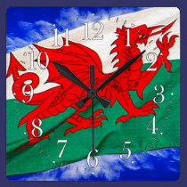 Wales Flag & Sky Proud Patriotic Wall Clock wall clocks